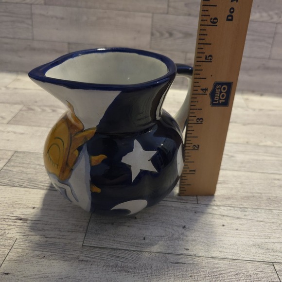 Mexican Talavera Sun Moon Pitcher Hand Painted 5" - Picture 7 of 9